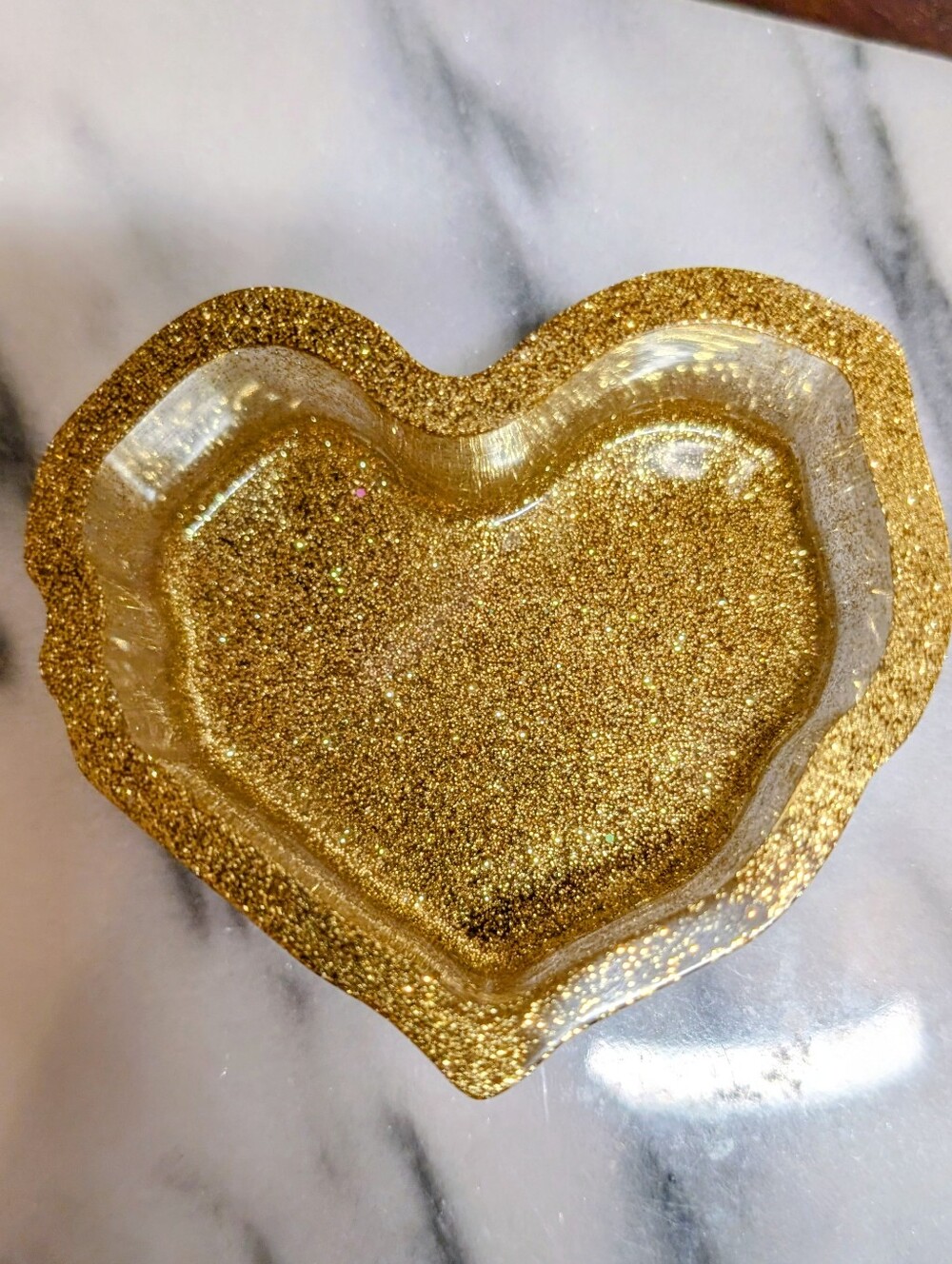 Gold Glitter Heart Trinket Dish
